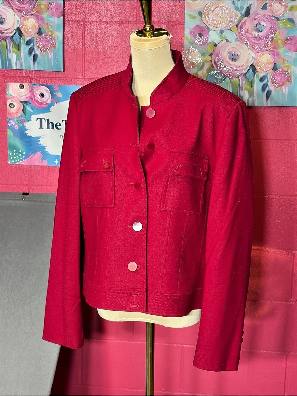 Talbots Utility Jacket in Burgundy Pink Size 14